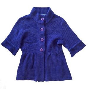 Dressbarn Women Cardigan Purple Sweater Small Cozy Winter Short Sleeve Knit top